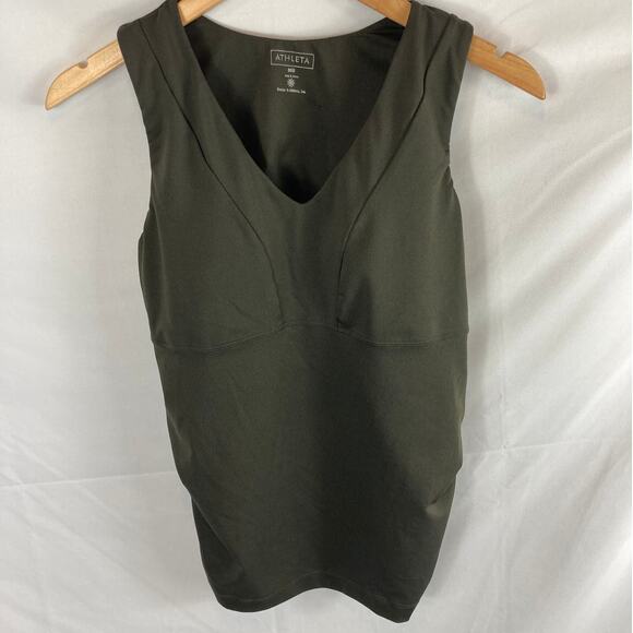 Athleta Bra Cup Empire V-Neck Cami Support Top Dark Green Size 36B - Picture 1 of 7